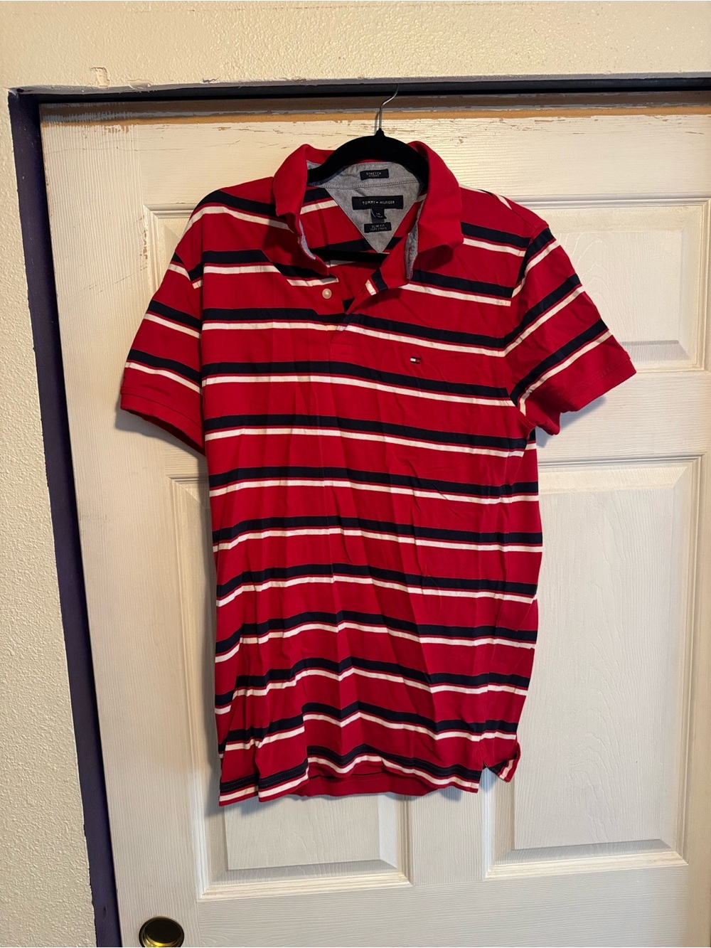 Tommy Hilfiger Red, Navy & White Striped Polo